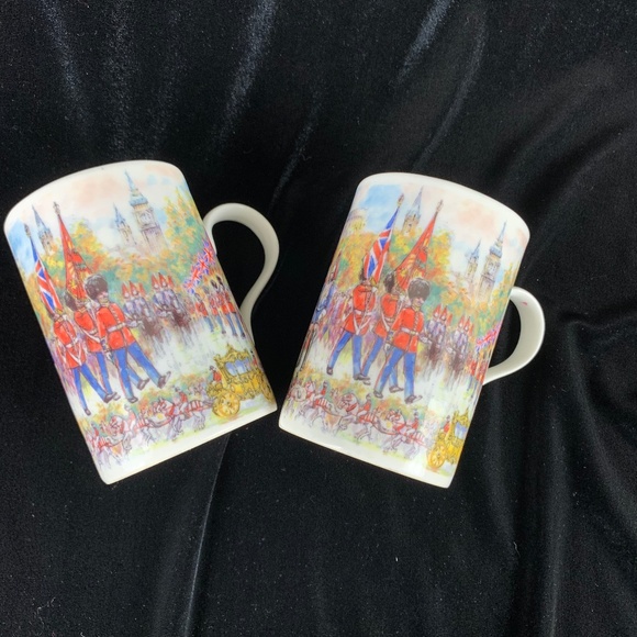 James Sadler 2 Mugs Bone China Pomp and Ceremony Parade Horses Soldiers Flags - Picture 5 of 14